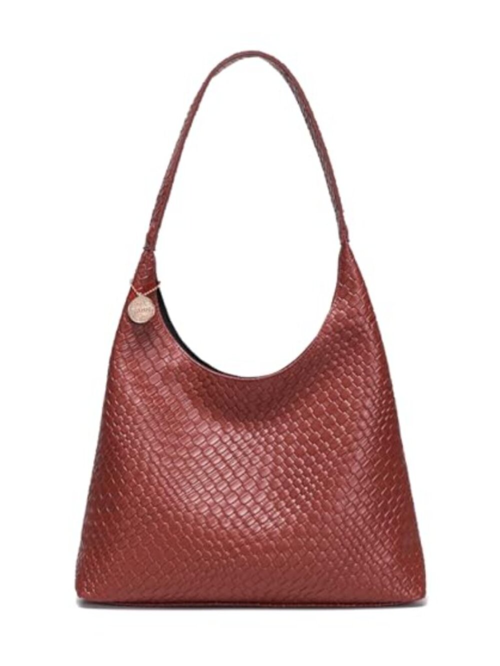 Large Woven Faux Leather Hobo Shoulder Bag Tote Purse with Zipper